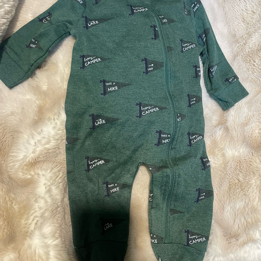 Cozy Green Kids Footie with Fun Print